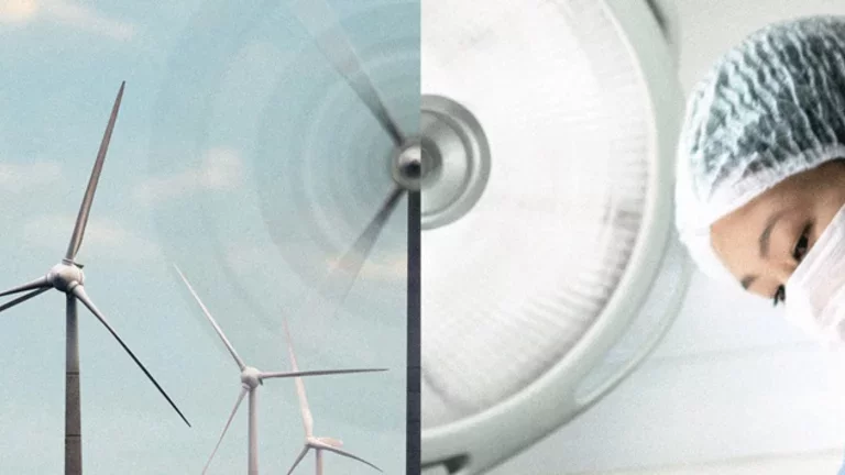 Air Liquide bietet medizinische Gase, die mit Strom aus 100 % erneuerbaren Energiequellen hergestellt werden.